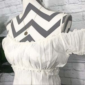 Lumière Mint Off-Shoulder Ruffle Blouse
